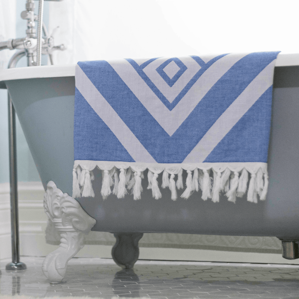 Chic Travel Towels: Blue & White Turkish Set | Absorbent & Lightweight | Hand & Body