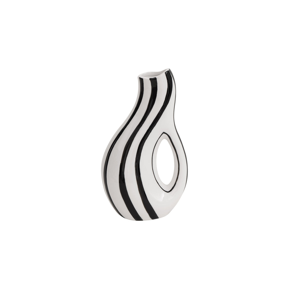 Monochromatic Magic: Black & White Striped Ceramic Vase