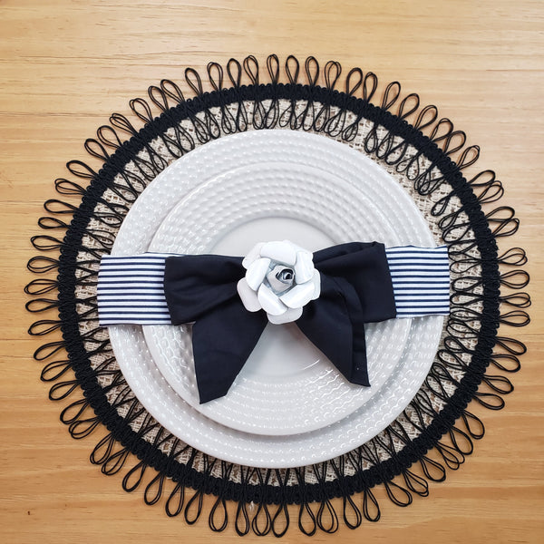 Charlo's Set of 2 Black Sustainable Brazilian Jute Liz Round Placemats Sousplat 16" dia-1