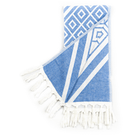 Chic Travel Towels: Blue & White Turkish Set | Absorbent & Lightweight | Hand & Body