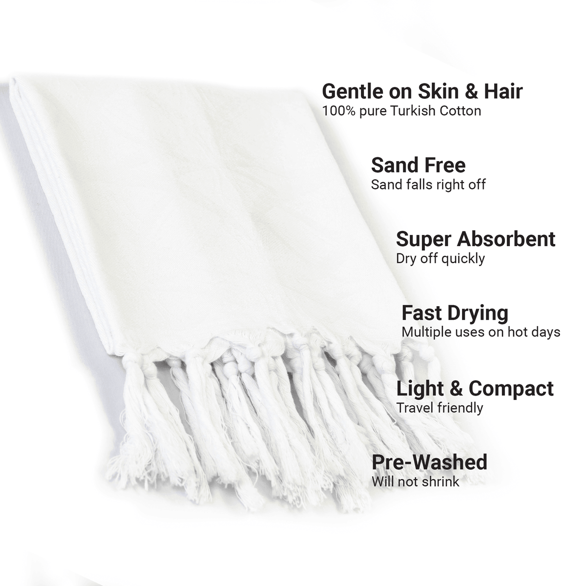 Canadian-Designed Turkish Hand Towel | White | Spa-Soft, Quick-Dry