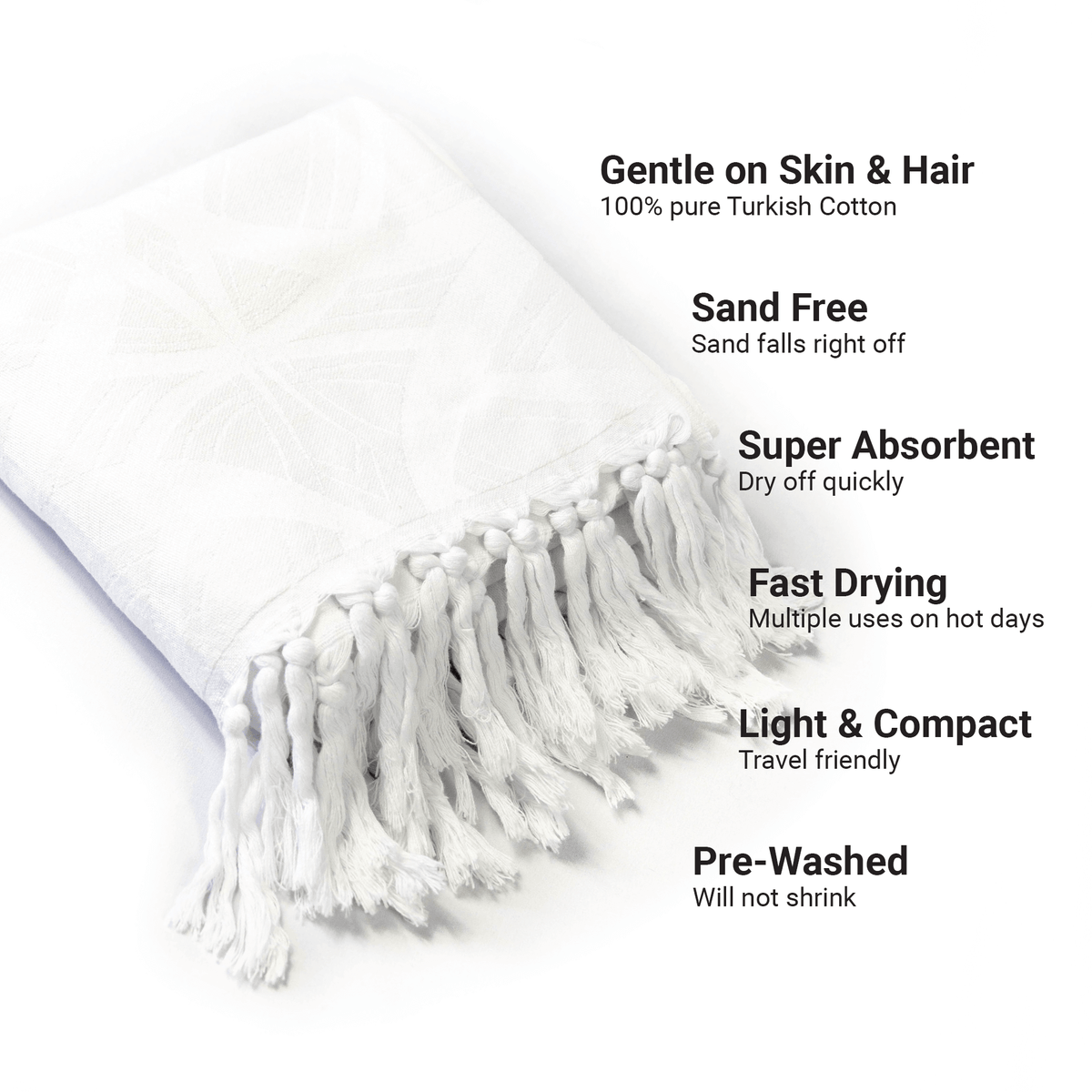 Softest Turkish Towel Single Set: White | Quick-Dry Hand & Body