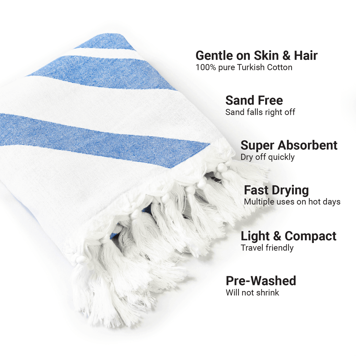 Chic Travel Towels: Blue & White Turkish Set | Absorbent & Lightweight | Hand & Body