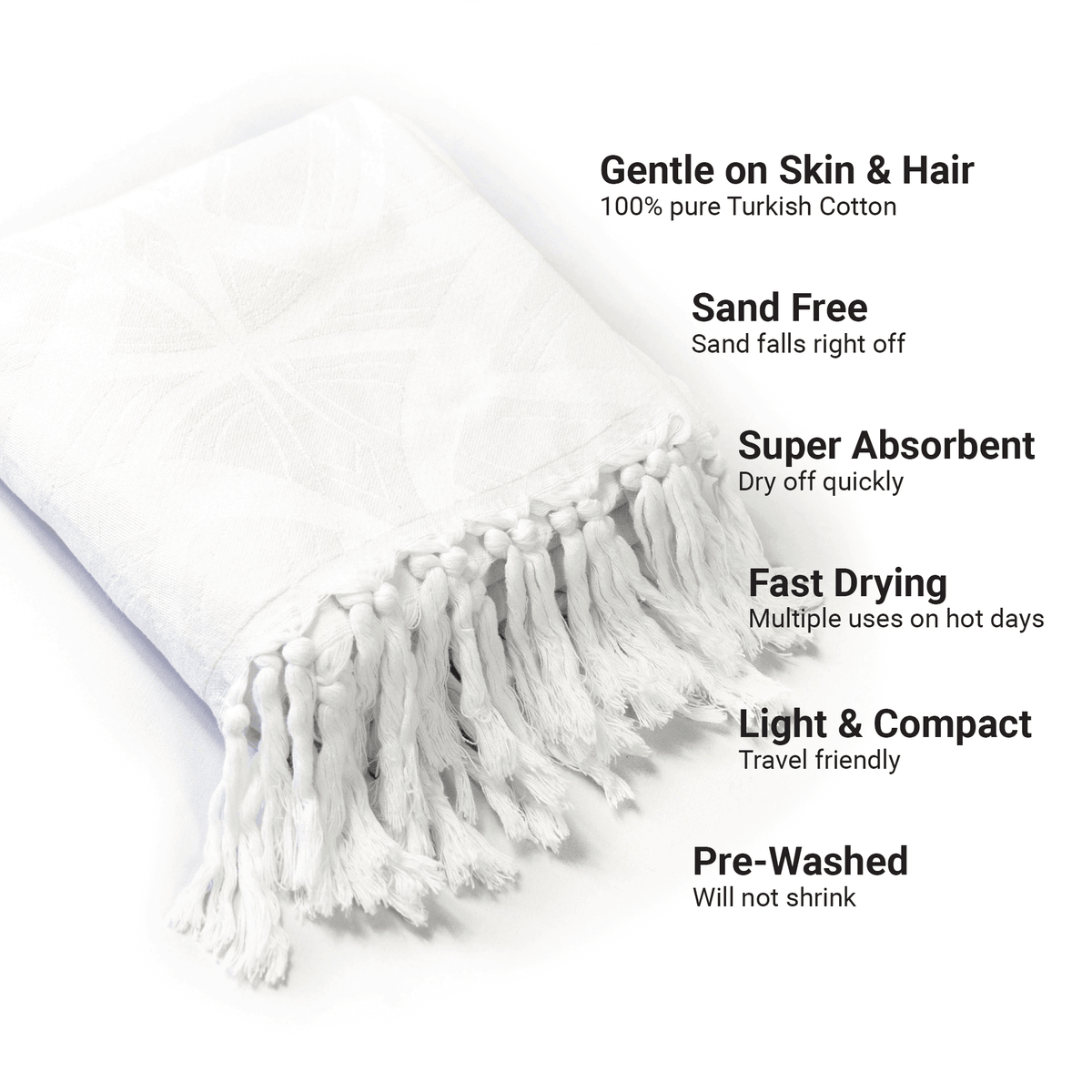 Luxe White Turkish Body Towel | Tight Weave, Soft & Durable | Absorbent & Quick-Dry