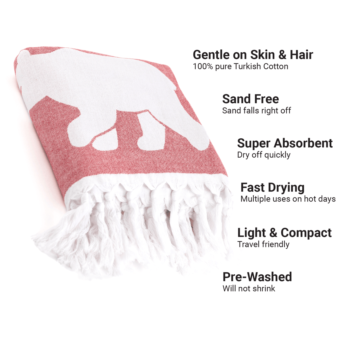 Premium Canadian Red & White Turkish Body Towel | Soft, Durable & Fast-Dry