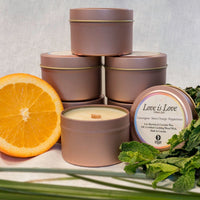 Love Is Love – 4 oz Rose Gold Travel Tin Candle | Lemongrass, Orange & Peppermint