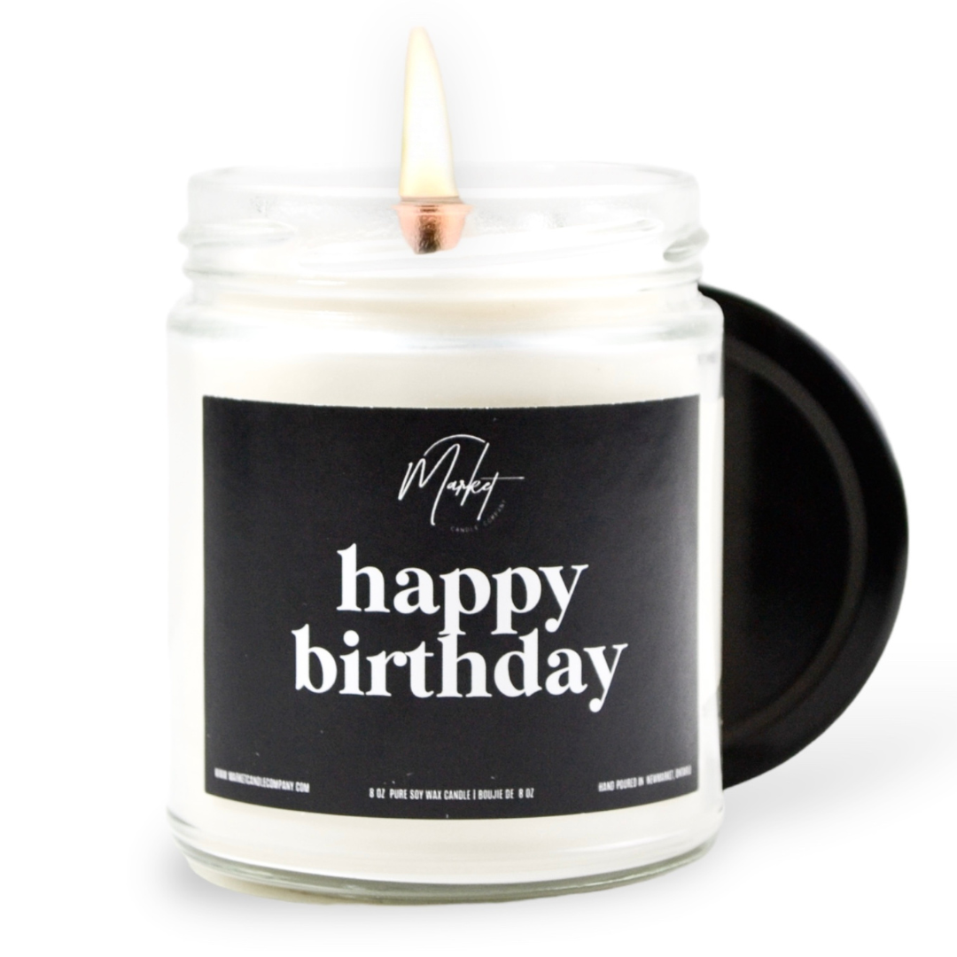 HAPPY BIRTHDAY - BLACK -  SOY CANDLE