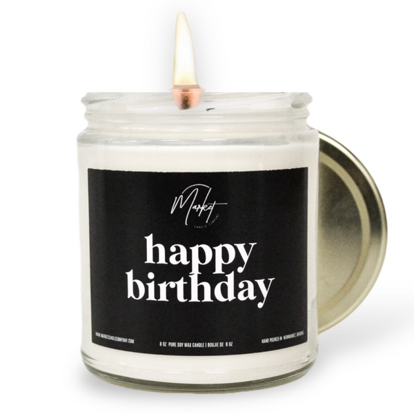 HAPPY BIRTHDAY - BLACK -  SOY CANDLE