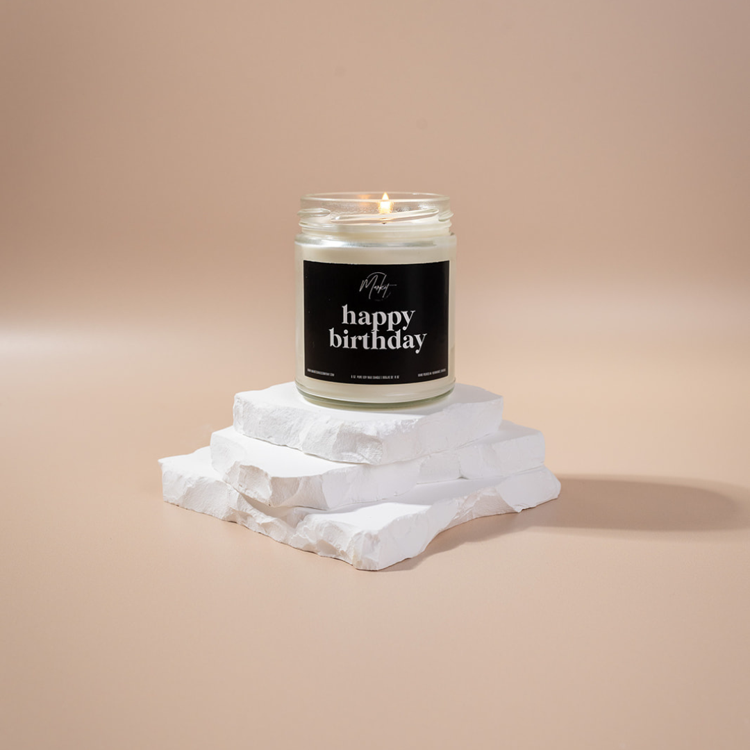 HAPPY BIRTHDAY - BLACK -  SOY CANDLE