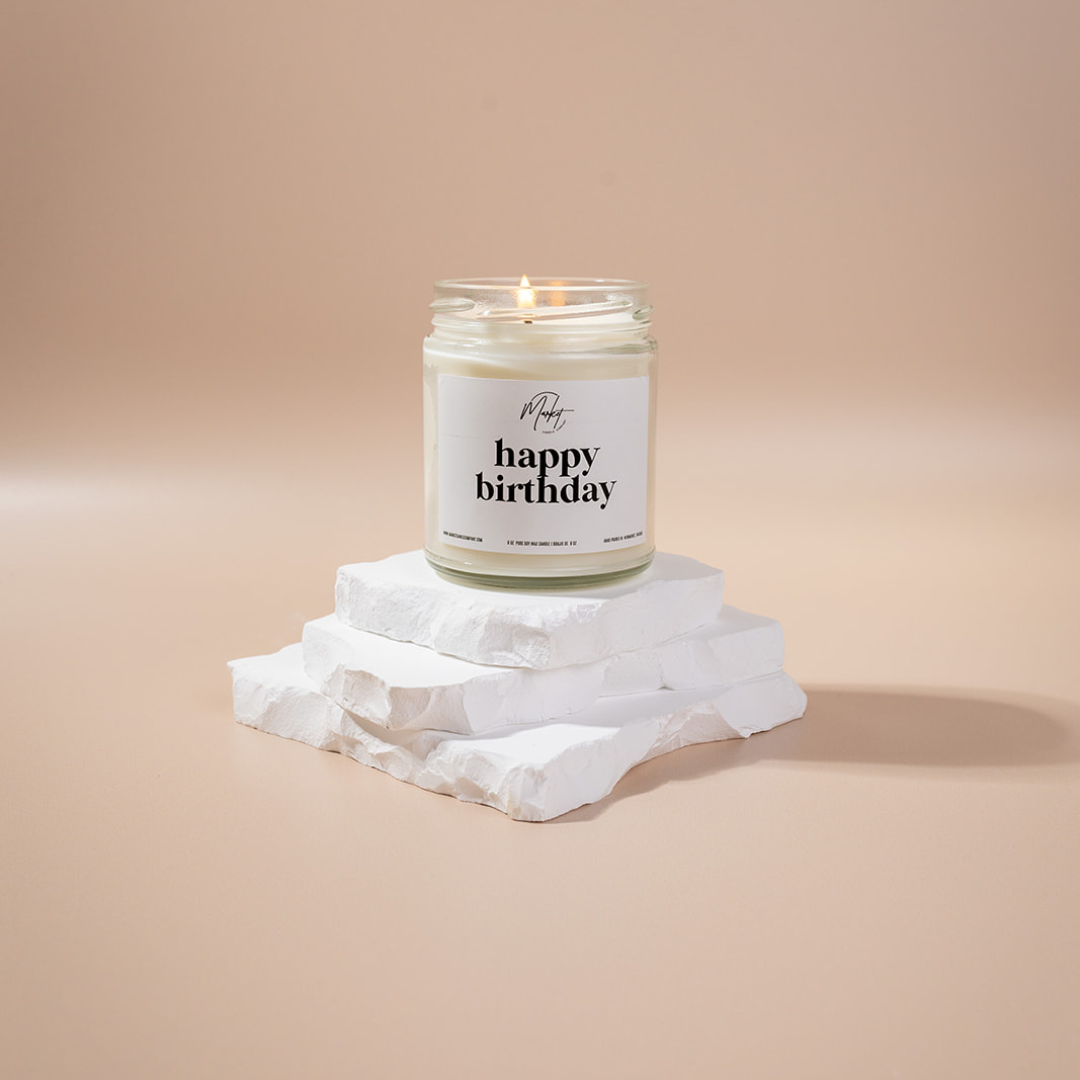 HAPPY BIRTHDAY - WHITE -  SOY CANDLE