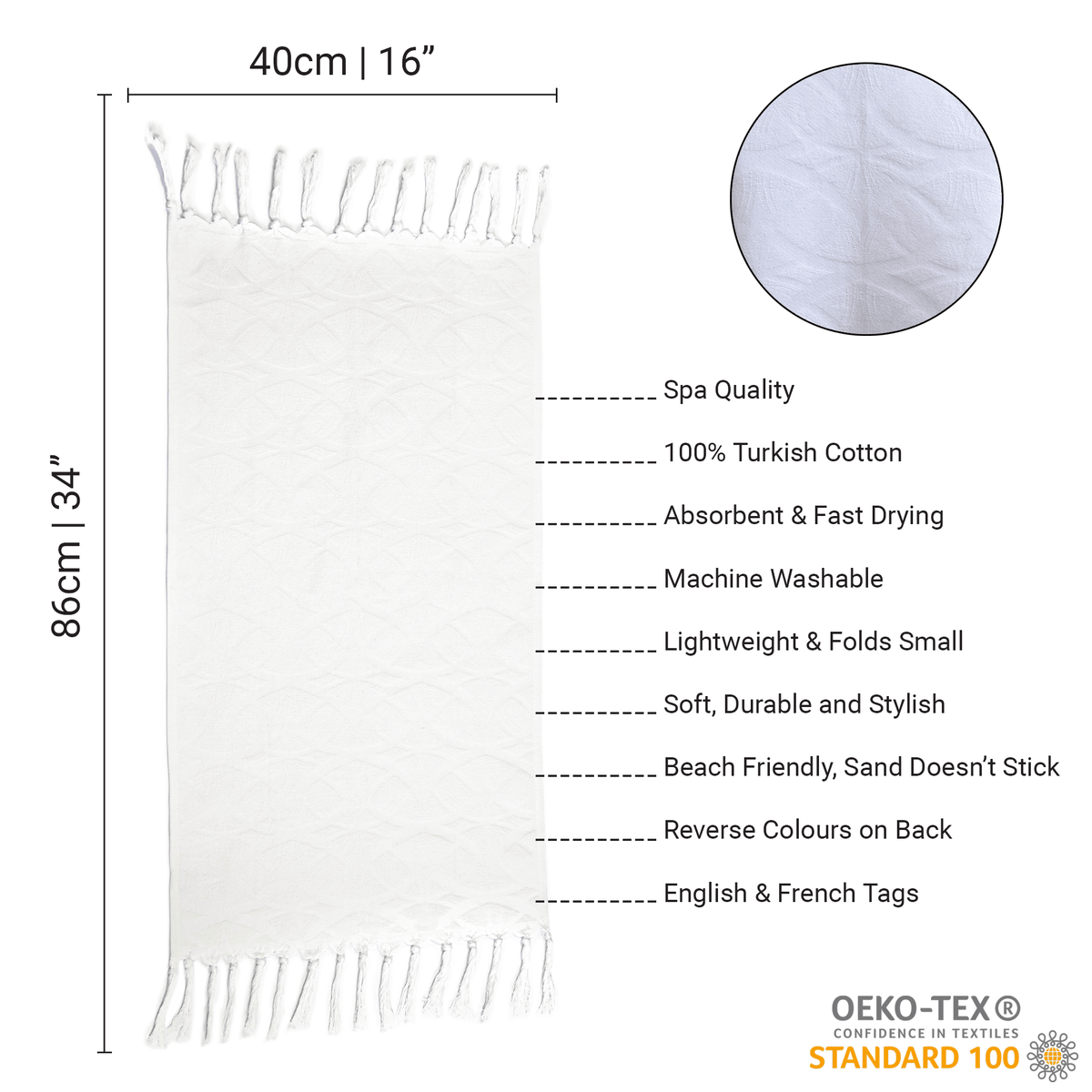 Softest Turkish Towel Single Set: White | Quick-Dry Hand & Body