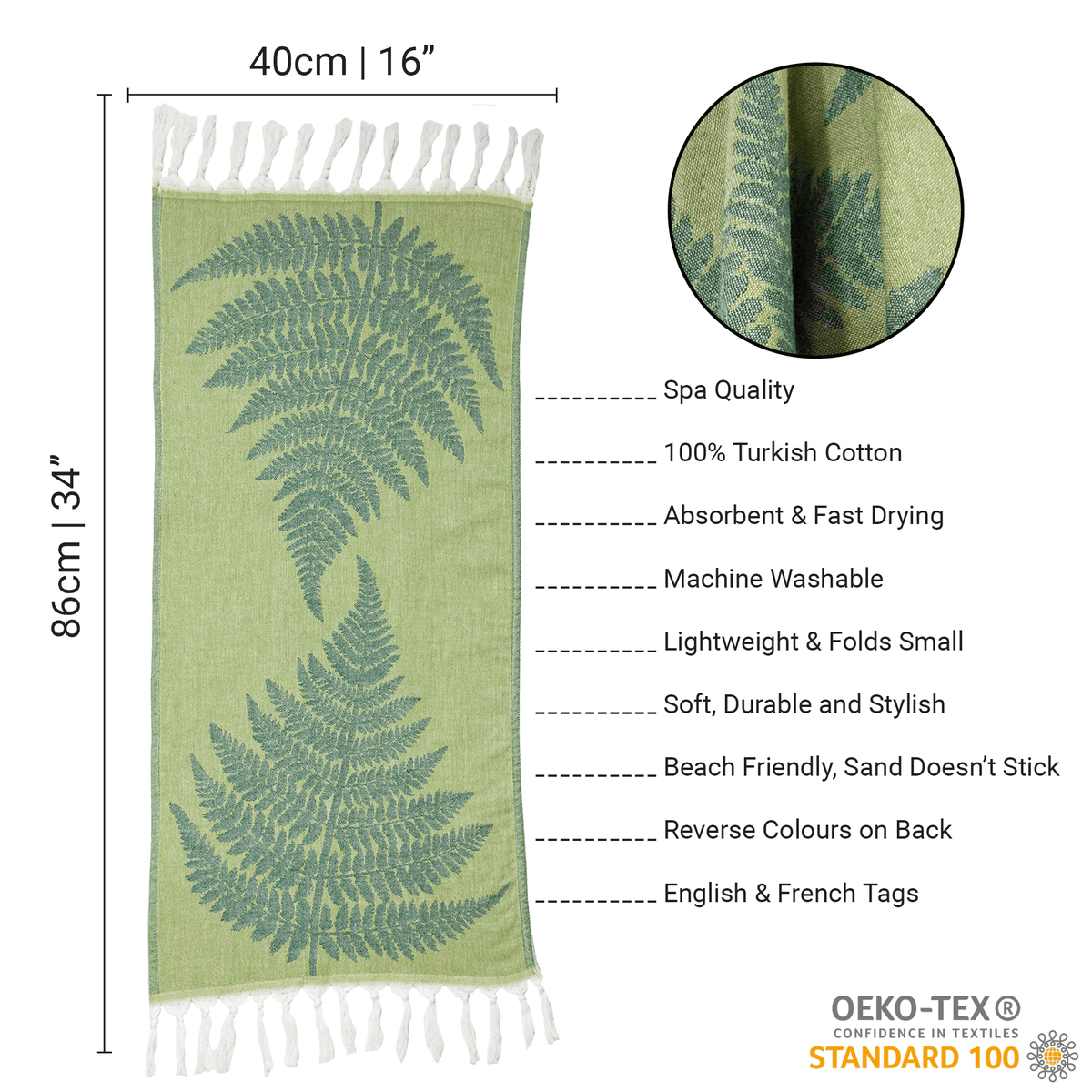 Softest Turkish Towel Single Set: Green | Quick-Dry Hand & Body