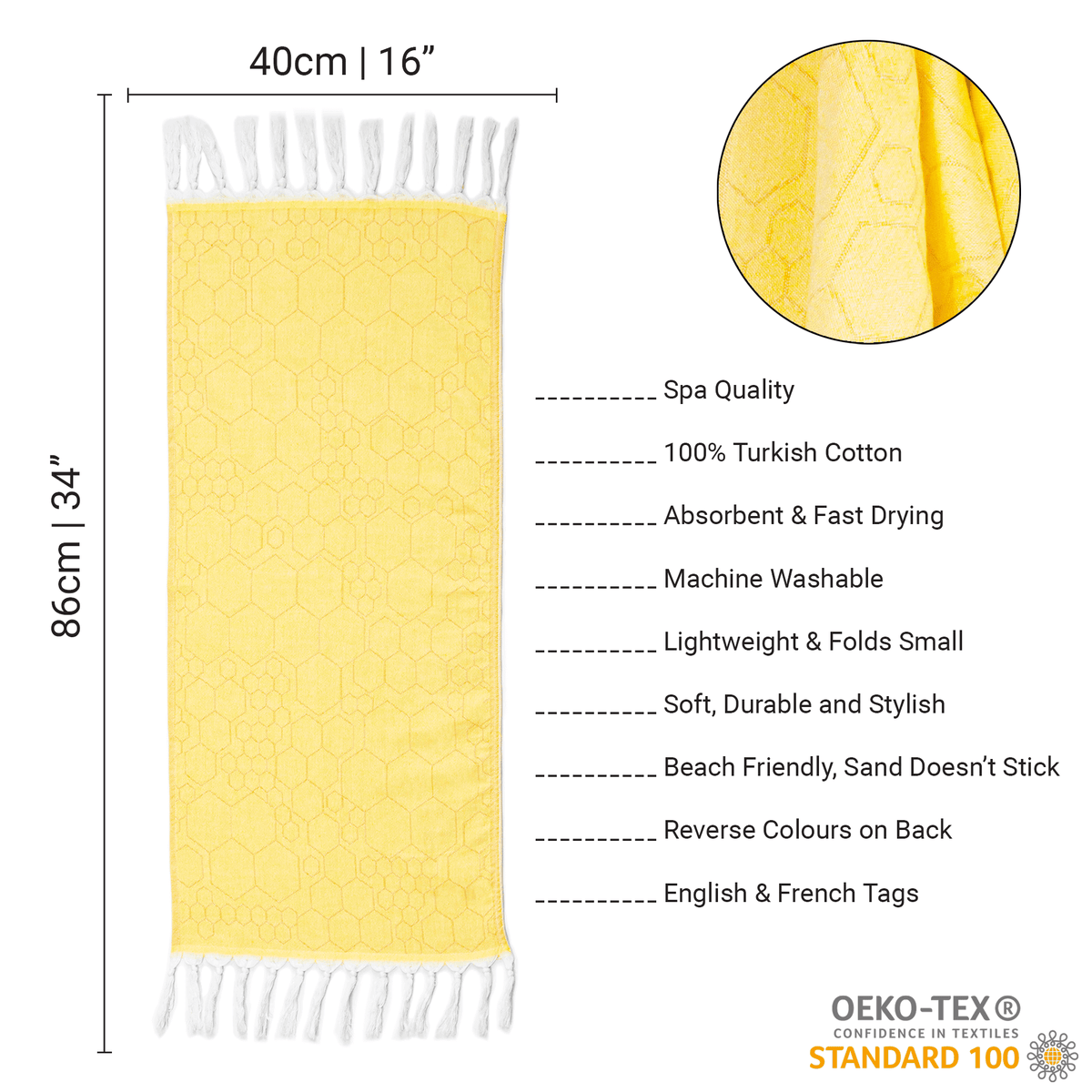 Canadian-Designed Turkish Hand Towel | Yellow & Orange | Spa-Soft, Quick-Dry