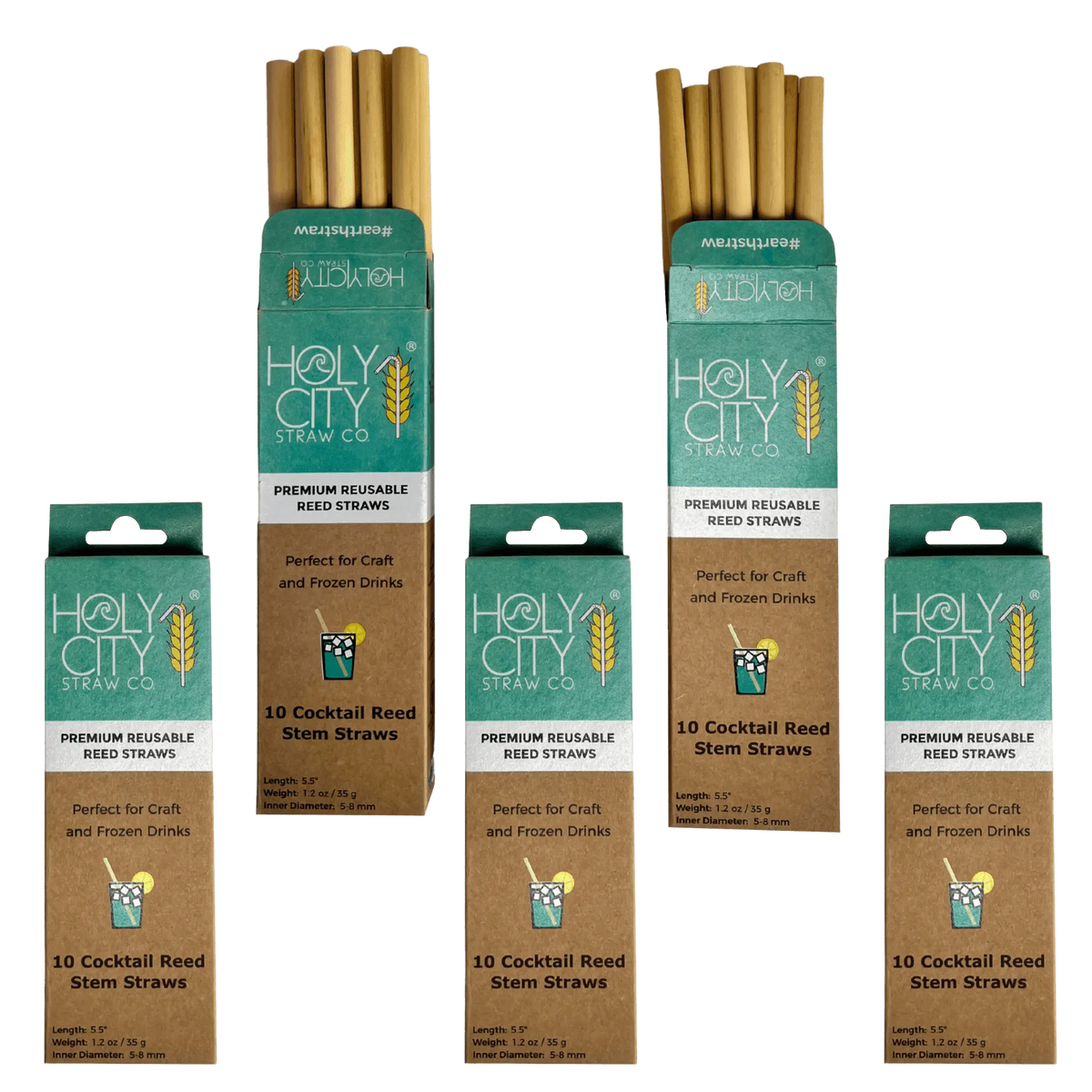 5.5" Jumbo Reed Straws | 10ct. | 5 Pack Bundle-3