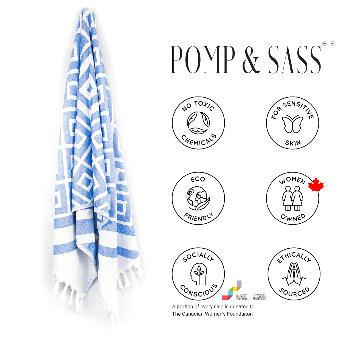 Chic Travel Towels: Blue & White Turkish Set | Absorbent & Lightweight | Hand & Body