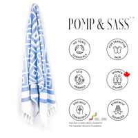 Chic Travel Towels: Blue & White Turkish Set | Absorbent & Lightweight | Hand & Body