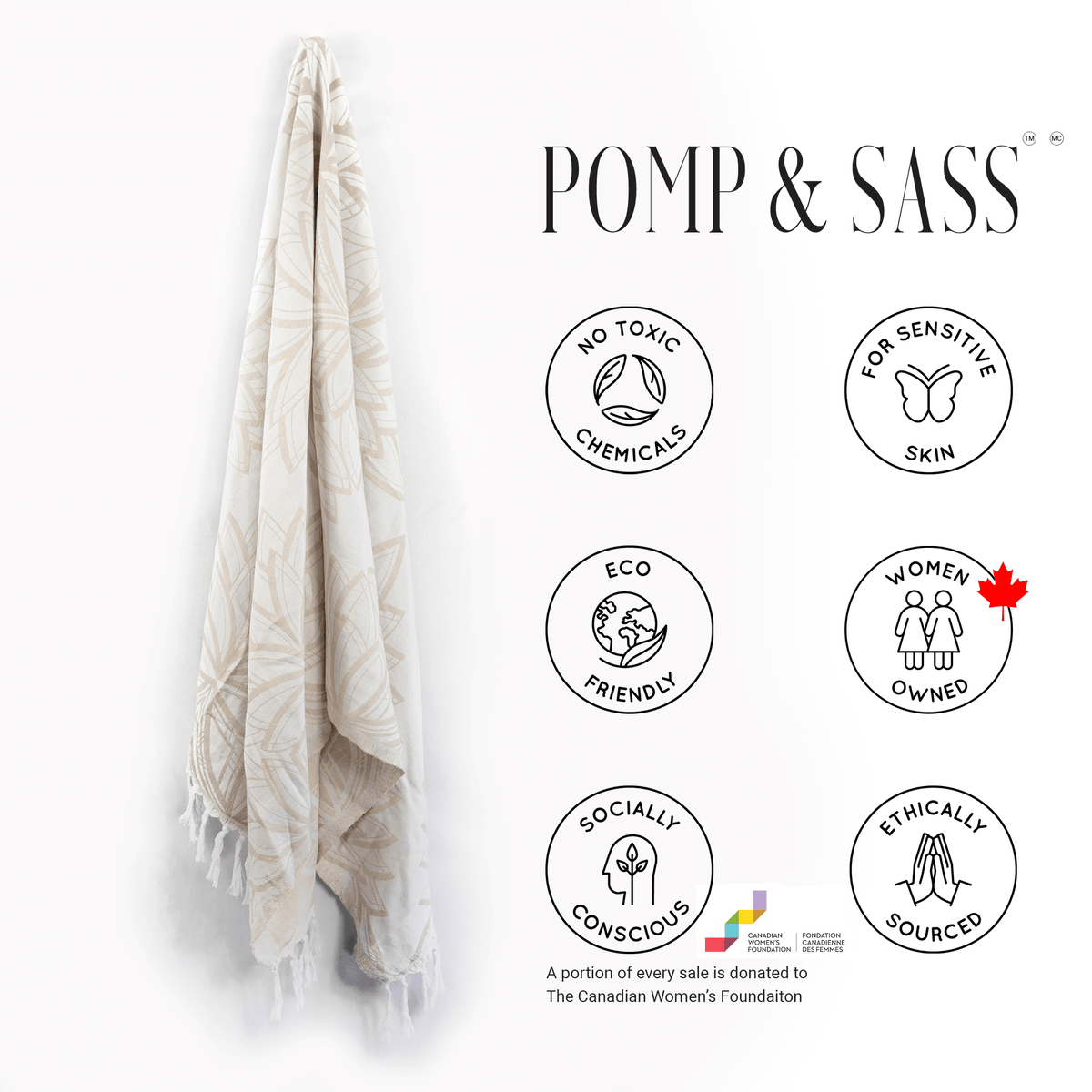 Oat + White Turkish Body Towel | Neutral Luxury | Quick-Dry & Multi-Use