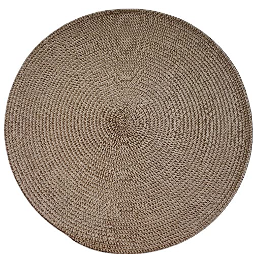 Set of 4 Tabletop Collection Indoor/Outdoor Cocoa Round Placemat 15" Dia-0