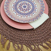 Charlo's Set of 4 Nude Folk Sustainable Rustic Chic Round Placemats 16" x 16"-3