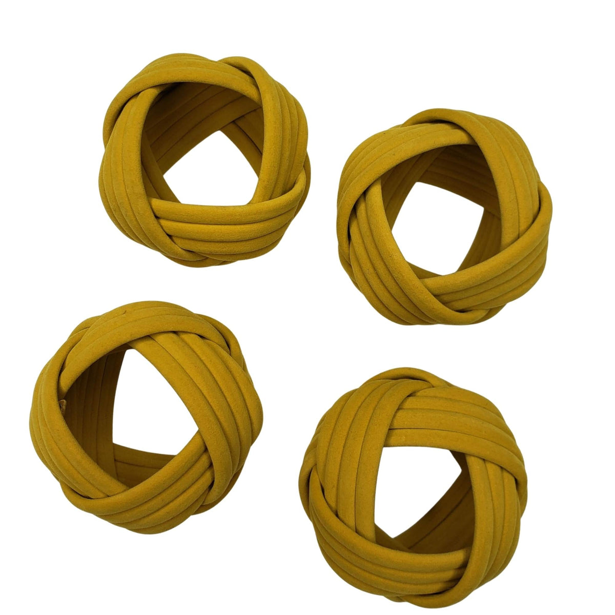 Maison Charlo | Set of 4 Woven Rustic Braided Napkin Rings by Charlo - Brown, yellow, pink for Mother's Day, Gift, Birthday-4