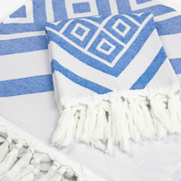 Chic Travel Towels: Blue & White Turkish Set | Absorbent & Lightweight | Hand & Body