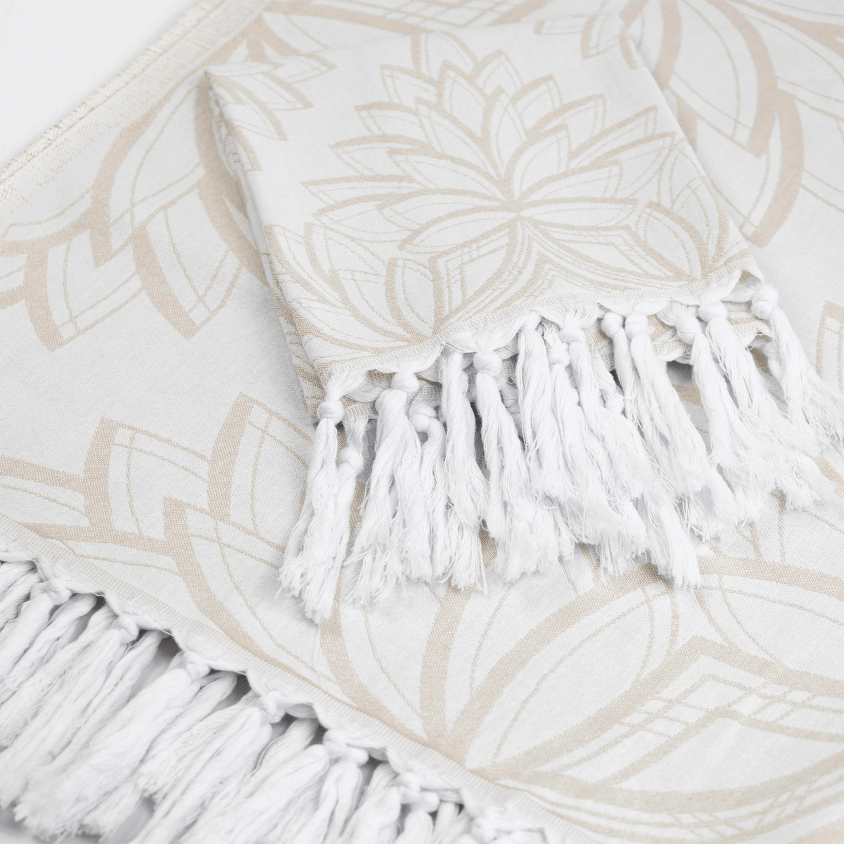 Chic Travel Towels: Oat + White Turkish Set | Absorbent & Lightweight | Hand & Body