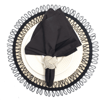 Charlo's Set of 2 Black Sustainable Brazilian Jute Liz Round Placemats Sousplat 16" dia-3