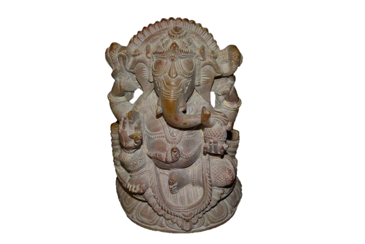 Handcrafted Sculpture Soapstone Elephant Head God Ganesha - Small-2