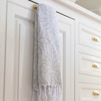 Luxe Grey & White Turkish Hand Towel