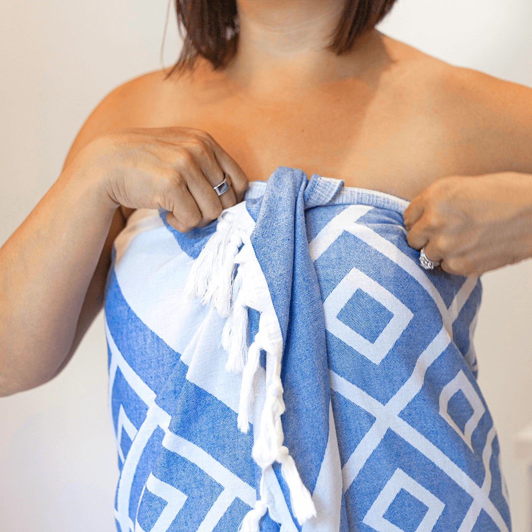 Blue & White Luxury Turkish Towel | Spa-Quality Body Towel