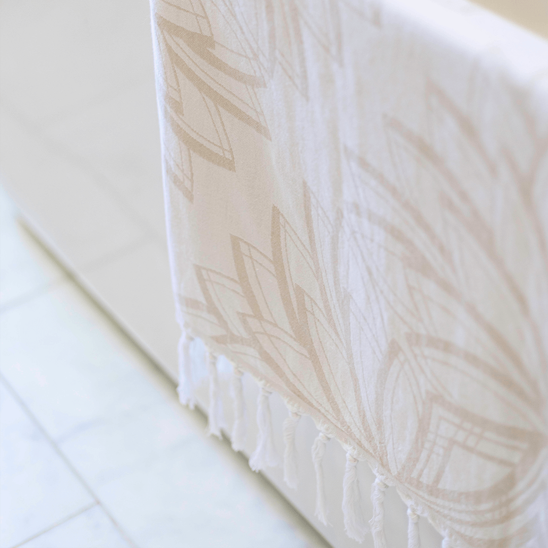 Oat + White Turkish Body Towel | Neutral Luxury | Quick-Dry & Multi-Use