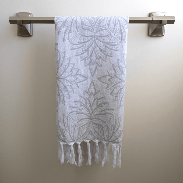 Luxe Grey & White Turkish Hand Towel