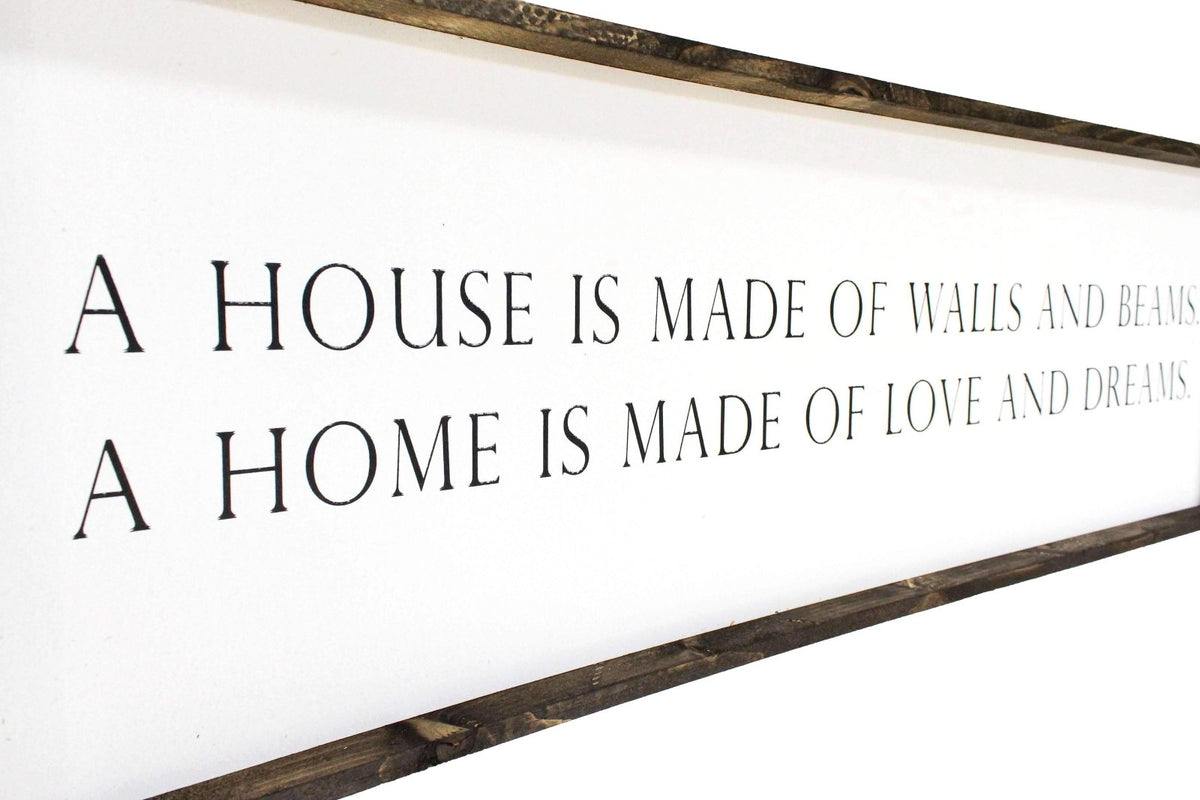 A House Is Made of Walls and Beams Wood Sign