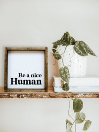 Be a Nice Human Mini Wood Sign