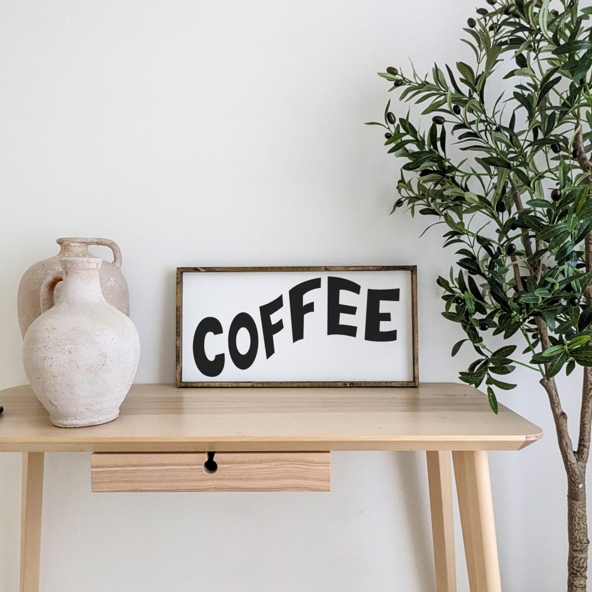 Coffee Wavy Wood Sign