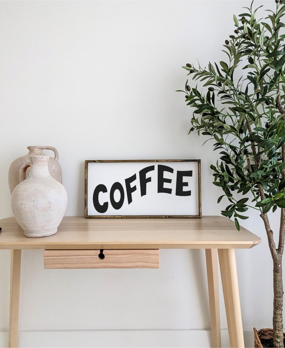 Coffee Wavy Wood Sign