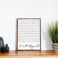 F. Scott Fitzgerald Wood Sign