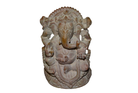 Handcrafted Sculpture Soapstone Elephant Head God Ganesha - Small-0