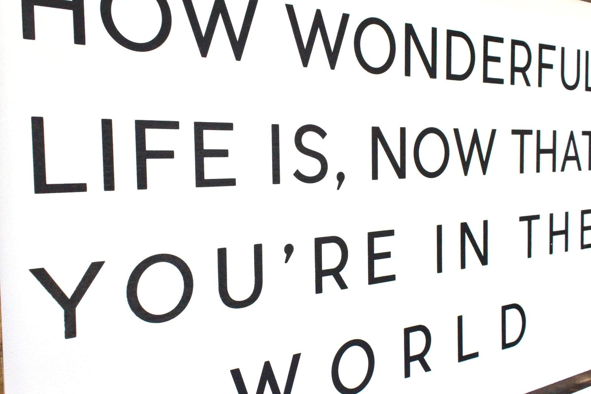 How Wonderful Life Is Now That You're in the World Wood Sign