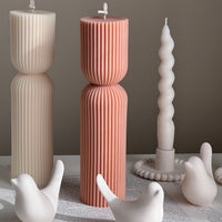 Ribbed Hourglass Pillar Candle-0