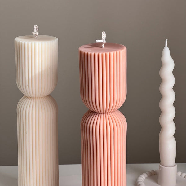 Ribbed Hourglass Pillar Candle-1