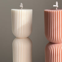 Ribbed Hourglass Pillar Candle-2