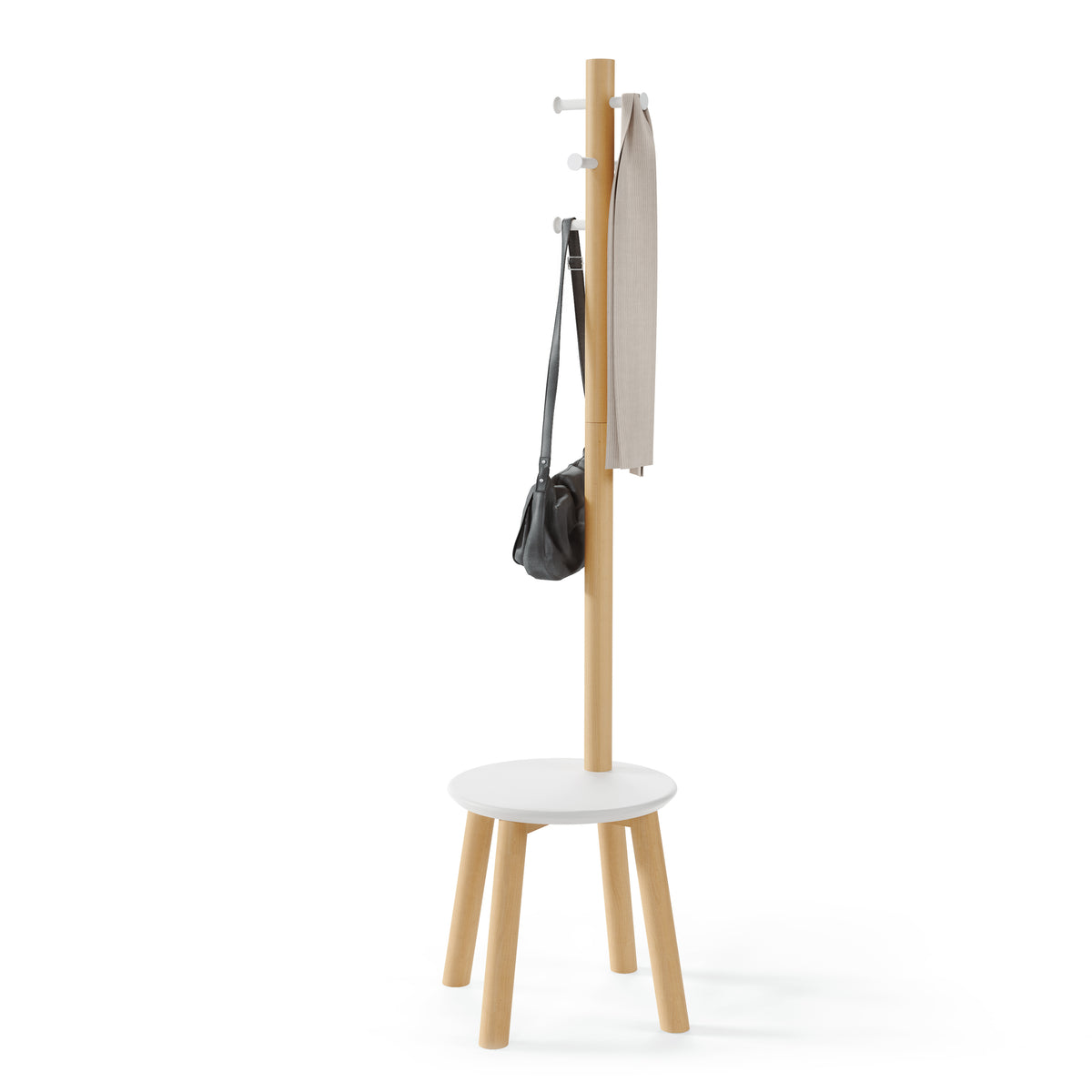 Pillar Coat Rack and Stool