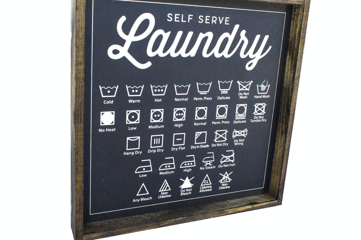 Laundry Symbols Wood Sign