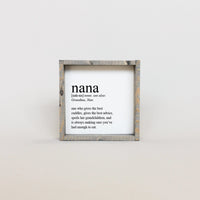 Nana Definition Wood Sign