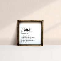 Nana Definition Wood Sign