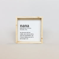 Nana Definition Wood Sign