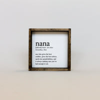 Nana Definition Wood Sign