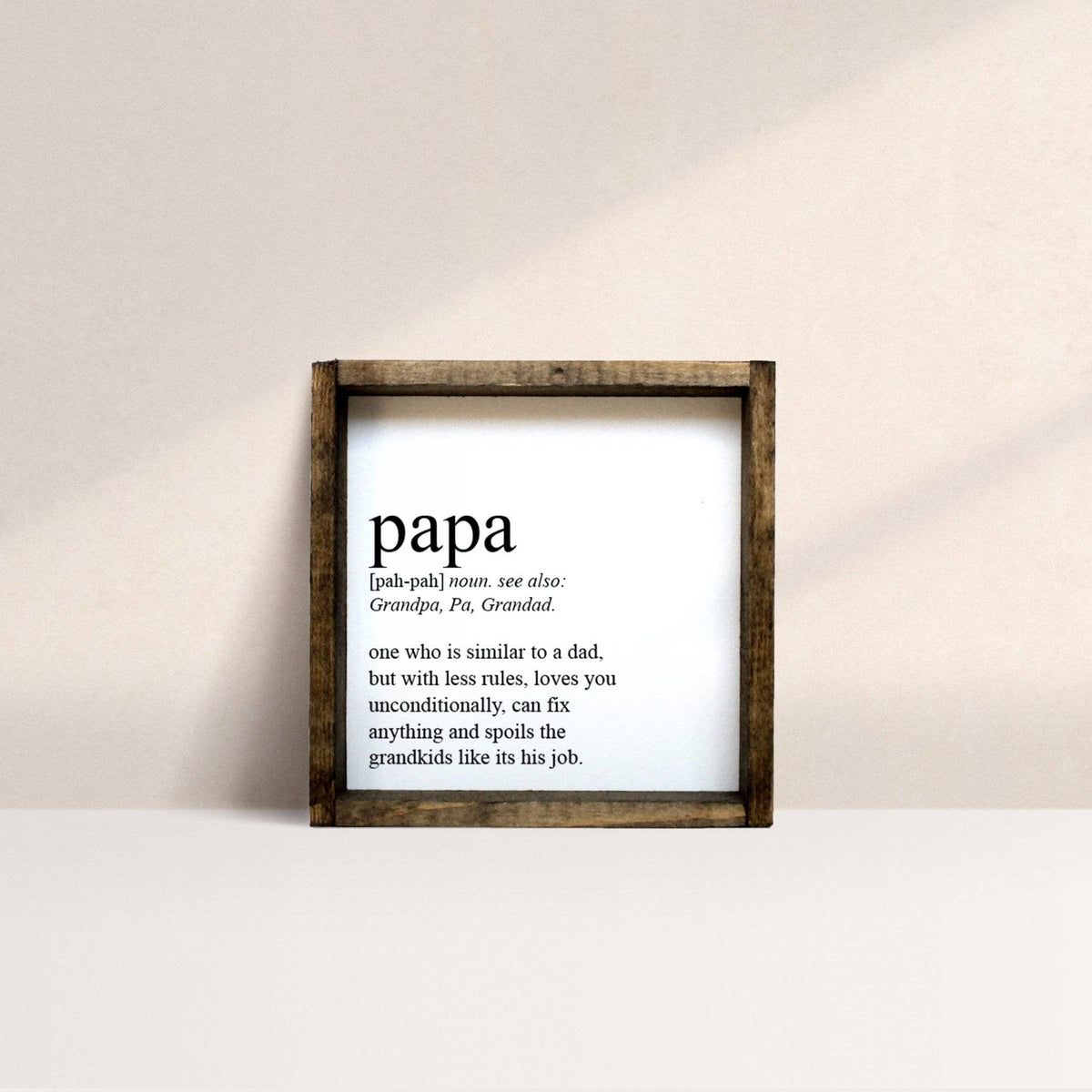 Papa Definition Wood Sign