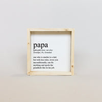 Papa Definition Wood Sign